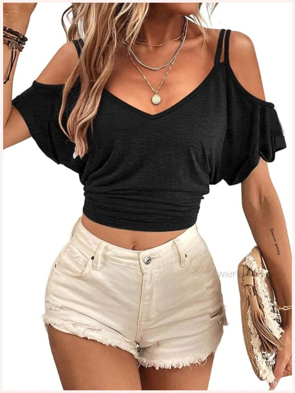 Off Shoulder Batwing Crop Top Backless Going Out Tee